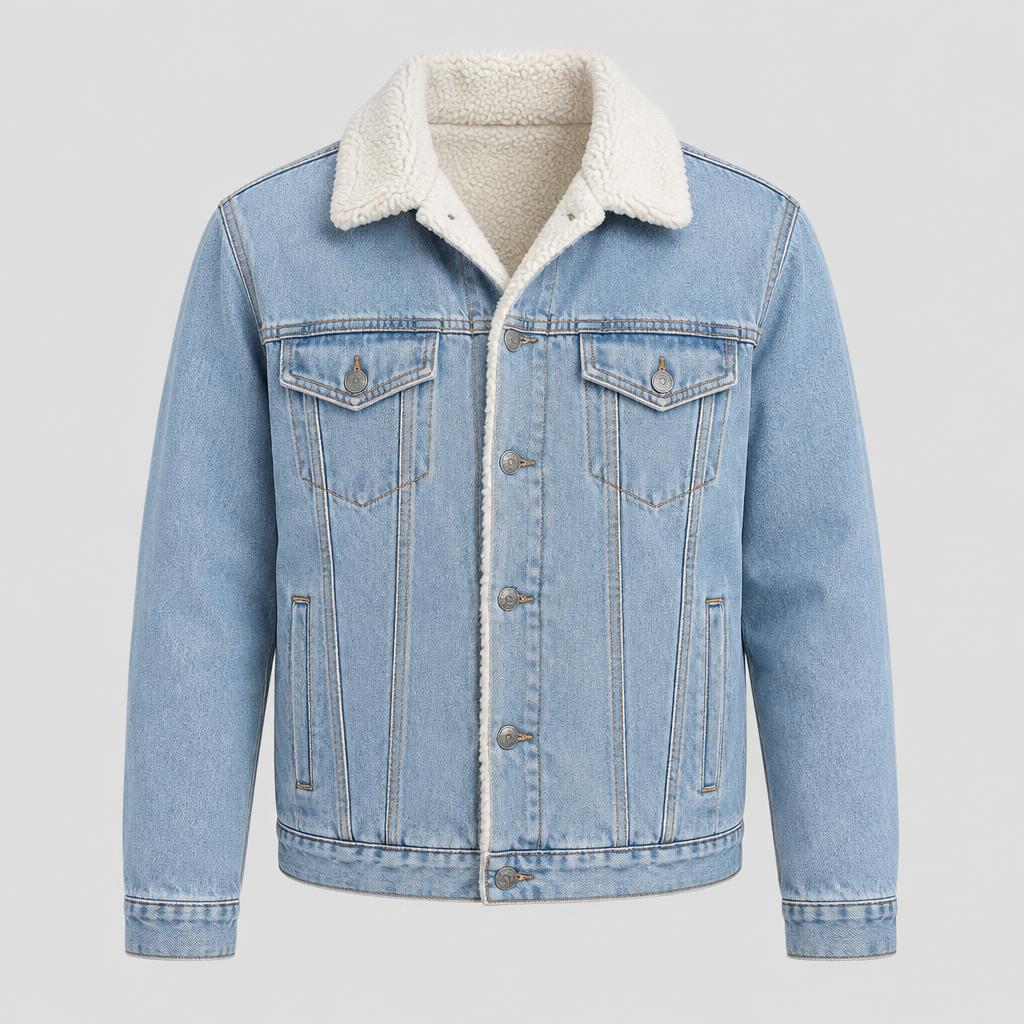 Campera de Jean Celeste con Corderito