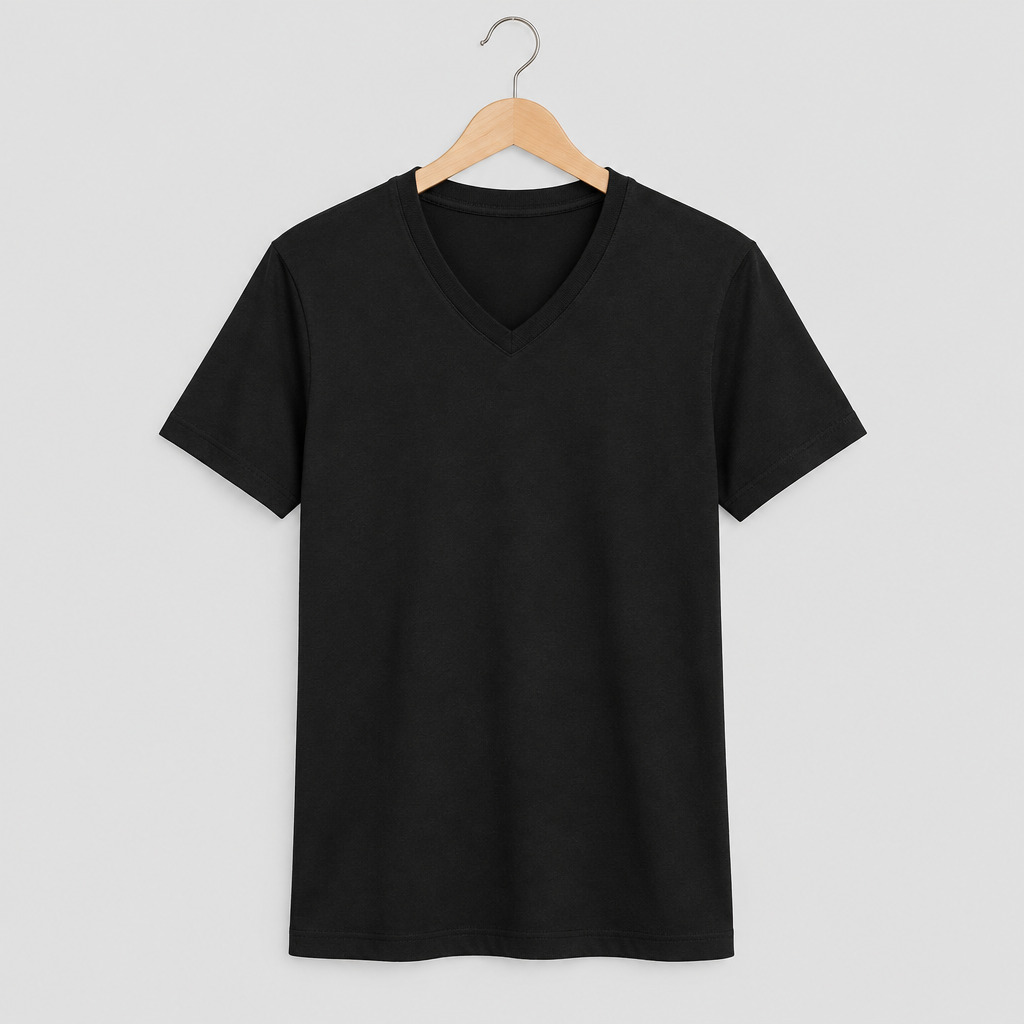 Remera negra escote V de algodón