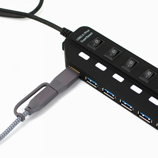 Hub USB 3.0 de 7 Puertos con Interruptores